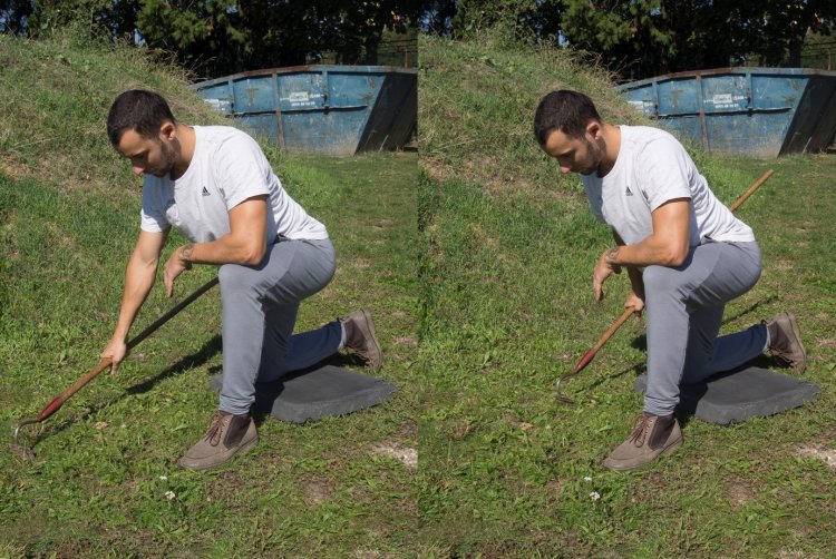 Kľak na jednom kolene je vhodné použiť pri práci v záhrade. FOTO: preventivne.sk